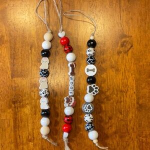 Charming Pet Bead Ornament Set - Black, White, Red